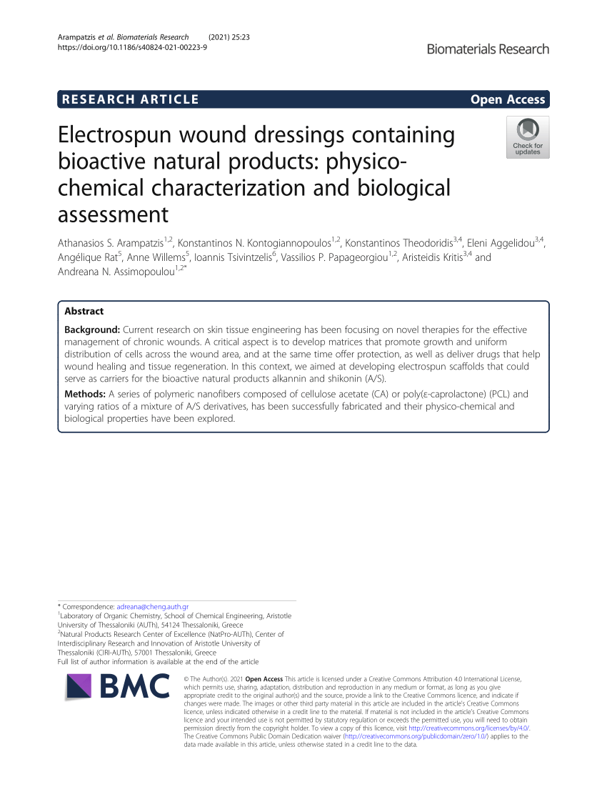PDF) Electrospun wound dressings containing bioactive natural ...