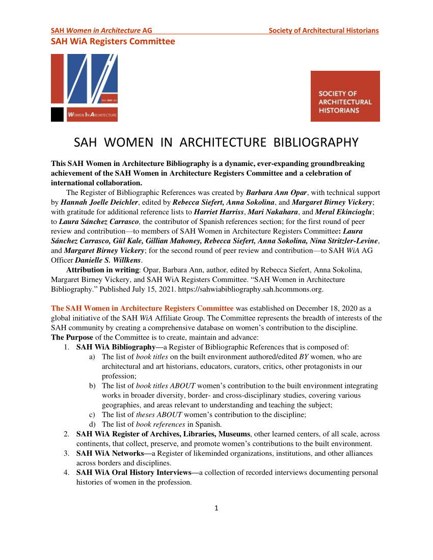 SAH Women in Architecture Affiliate Group