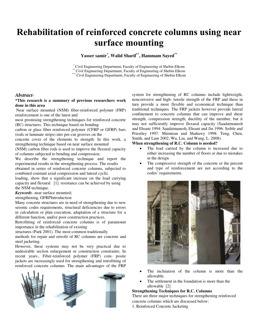 PDF] Retrofit of Circular Reinforced Concrete Columns using FRP, Steel and  Concrete Jackets | Semantic Scholar