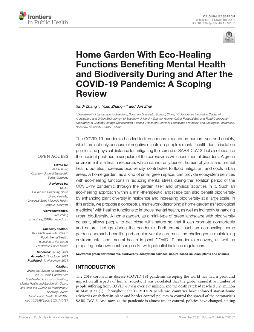 PDF) Home Garden With Eco-Healing Functions Benefiting Mental