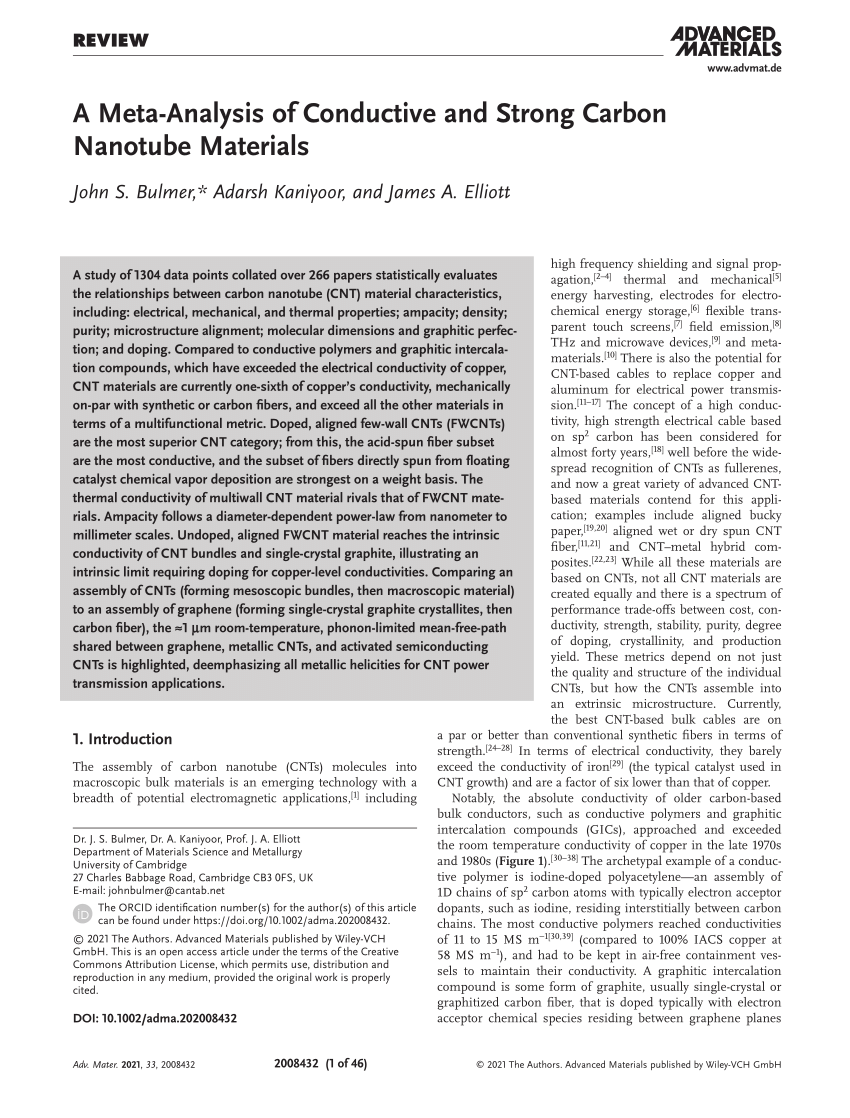 (PDF) A Meta‐Analysis of Conductive and Strong Carbon Nanotube 