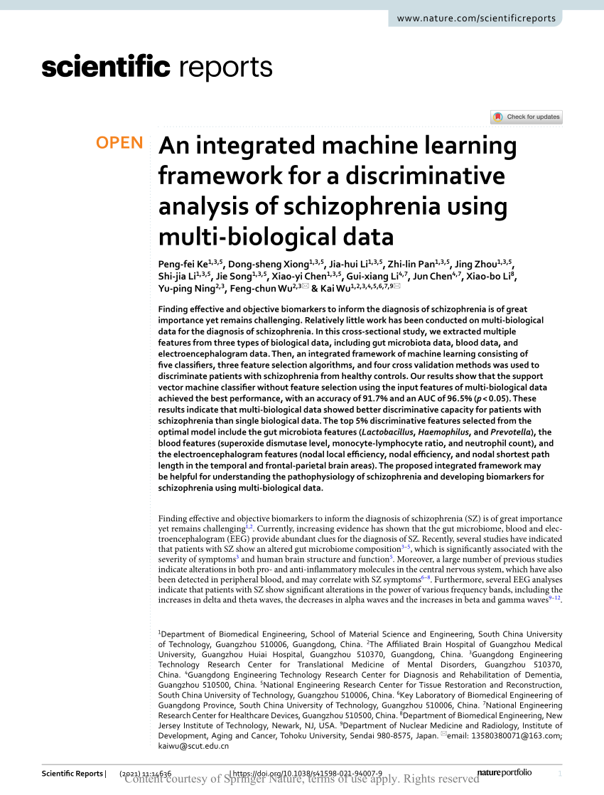 PDF An integrated machine learning framework for a discriminative  