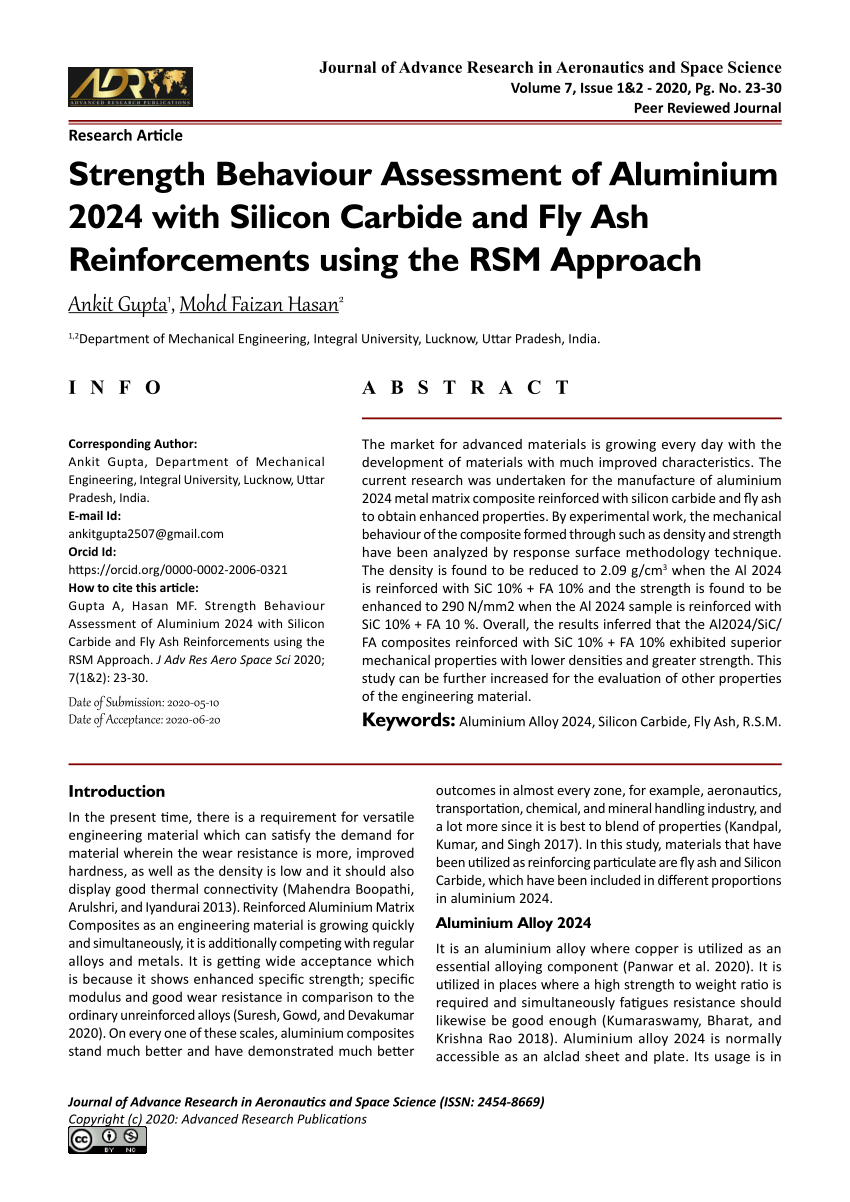 (PDF) Assessment of Aluminium 2024 with Silicon Carbide and Fly Ash