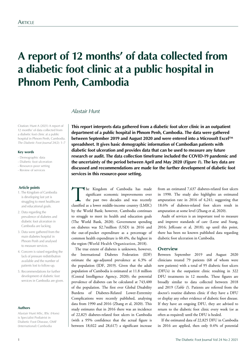 (PDF) A report of 12 months' of data collected from a diabetic foot