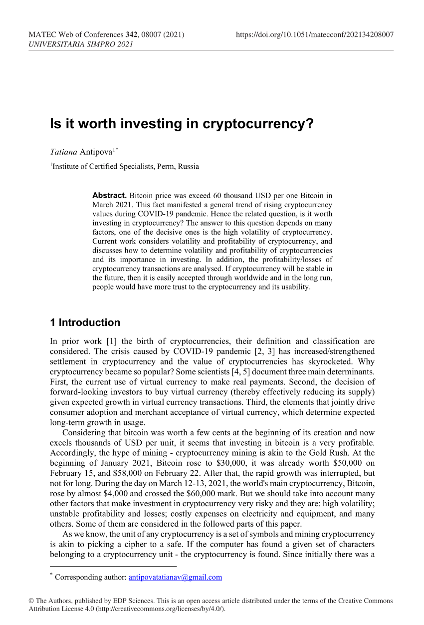 (PDF) Is it worth investing in cryptocurrency?