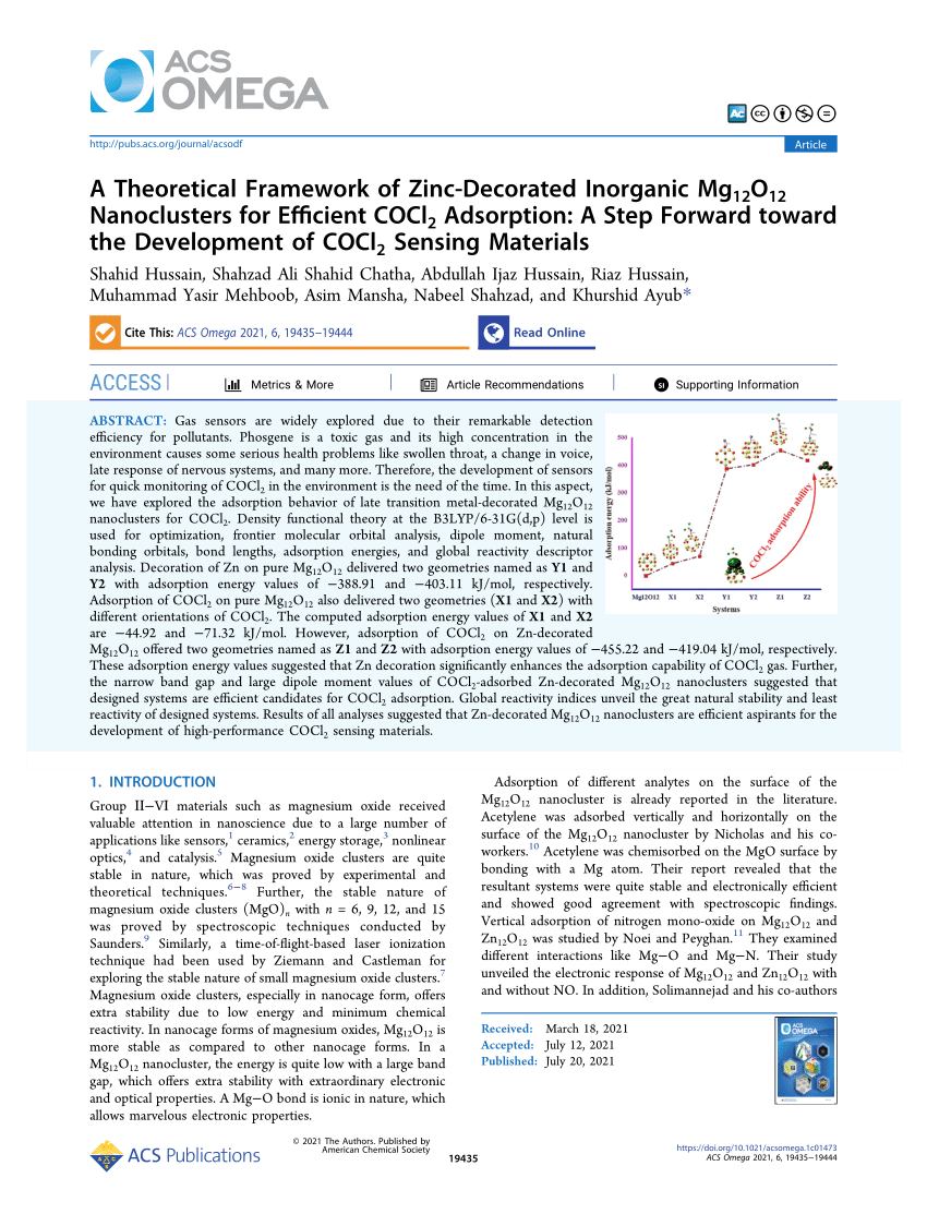 (PDF) A Theoretical Framework of Zinc-Decorated Inorganic Mg12O12 ...