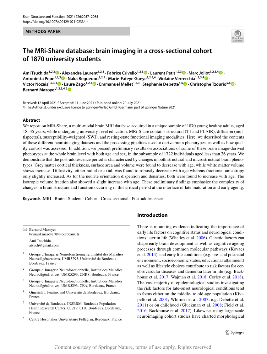 Frontiers  Age-Related Variations in Regional White Matter Volumetry and  Microstructure During the Post-adolescence Period: A Cross-Sectional Study  of a Cohort of 1,713 University Students