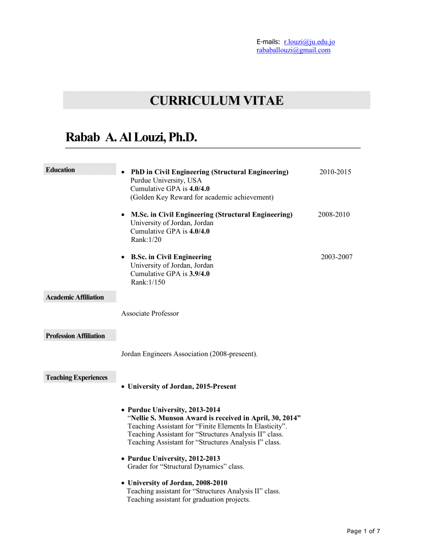 (PDF) CURRICULUM VITAE