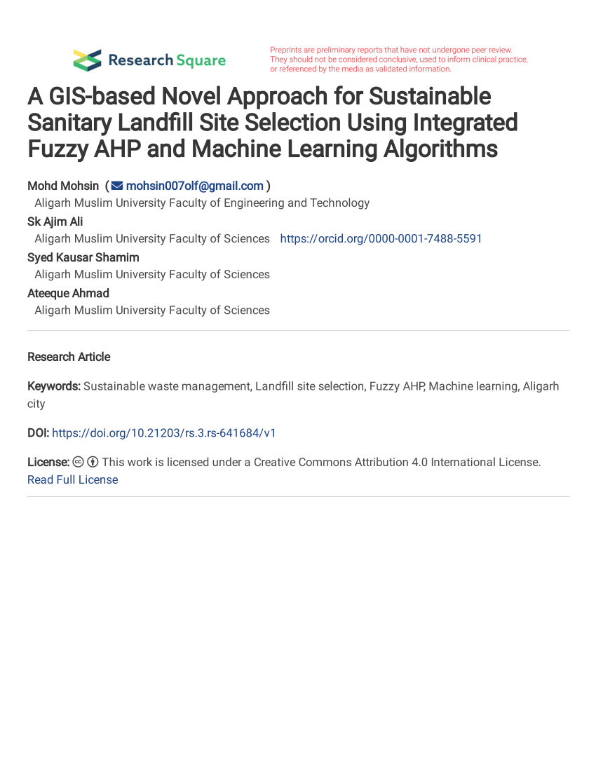 (PDF) A GIS-based Novel Approach for Sustainable Sanitary Landfill Site ...