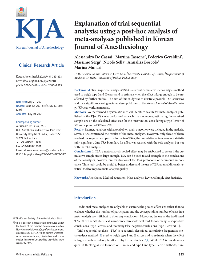 introduction to systematic review and meta analysis korean journal of anesthesiology