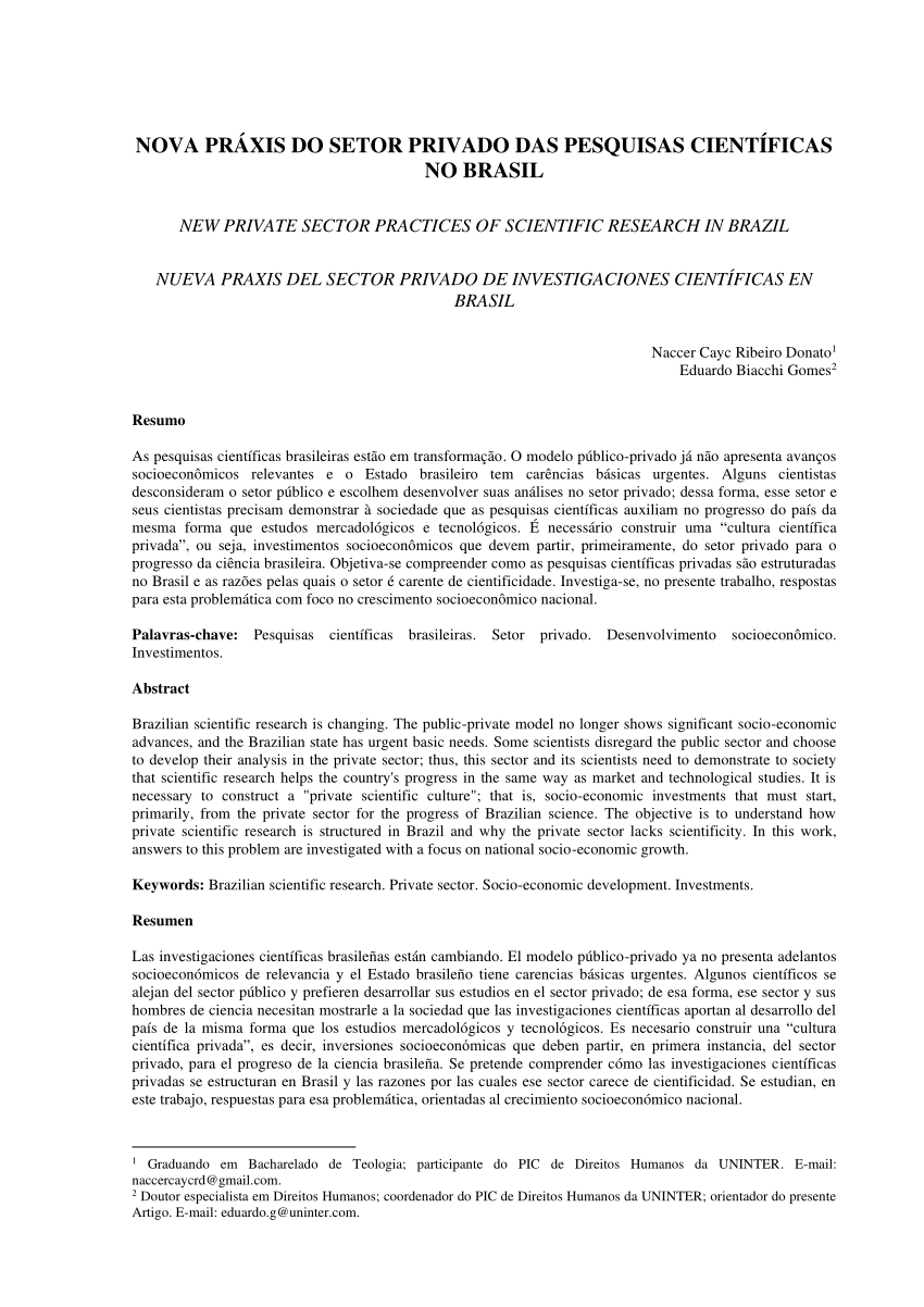 Pdf Nova PrÁxis Do Setor Privado Das Pesquisas CientÍficas No Brasil 0578