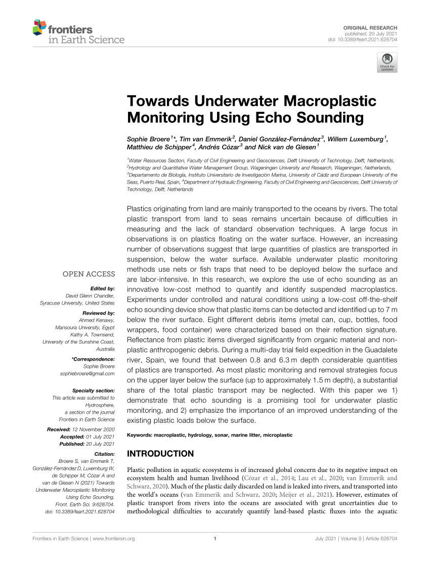 PDF) Towards Underwater Macroplastic Monitoring Using Echo Sounding