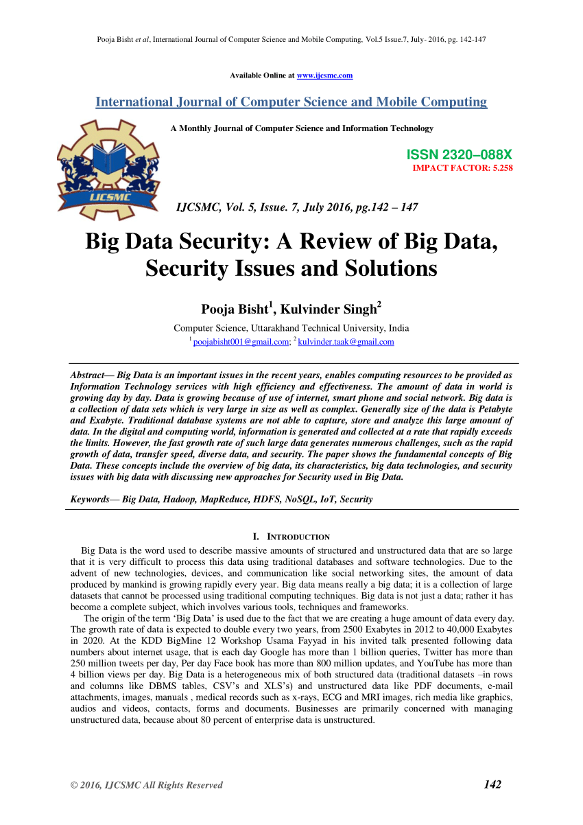 security issues in big data research papers
