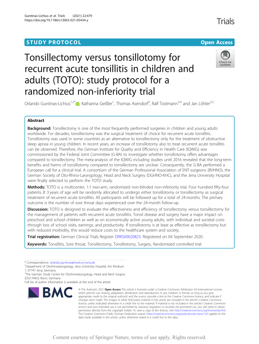 Pdf Tonsillectomy Versus Tonsillotomy For Recurrent Acute Tonsillitis