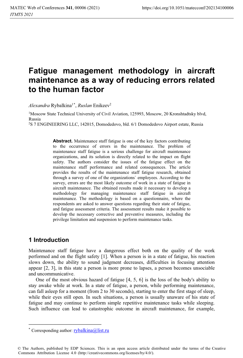 literature review on fatigue management