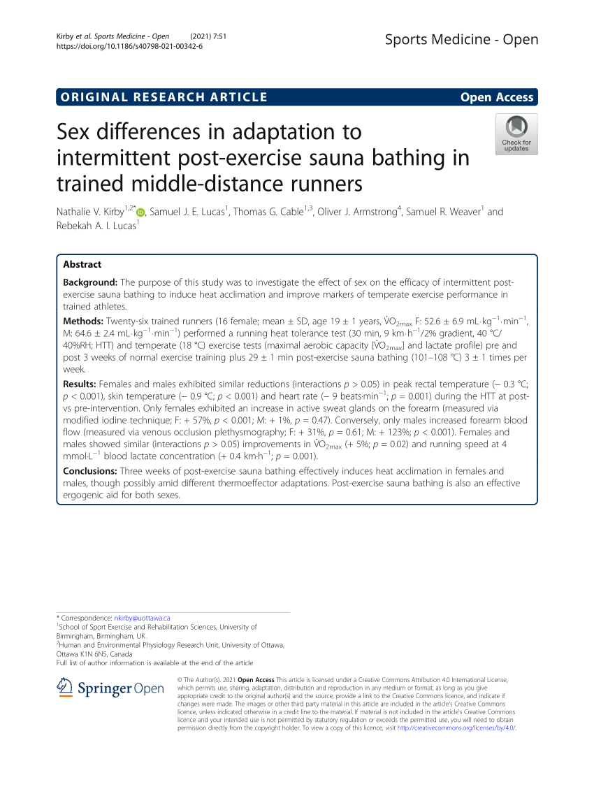 PDF) Sex differences in adaptation to intermittent post-exercise sauna bathing in trained middle-distance runners pic