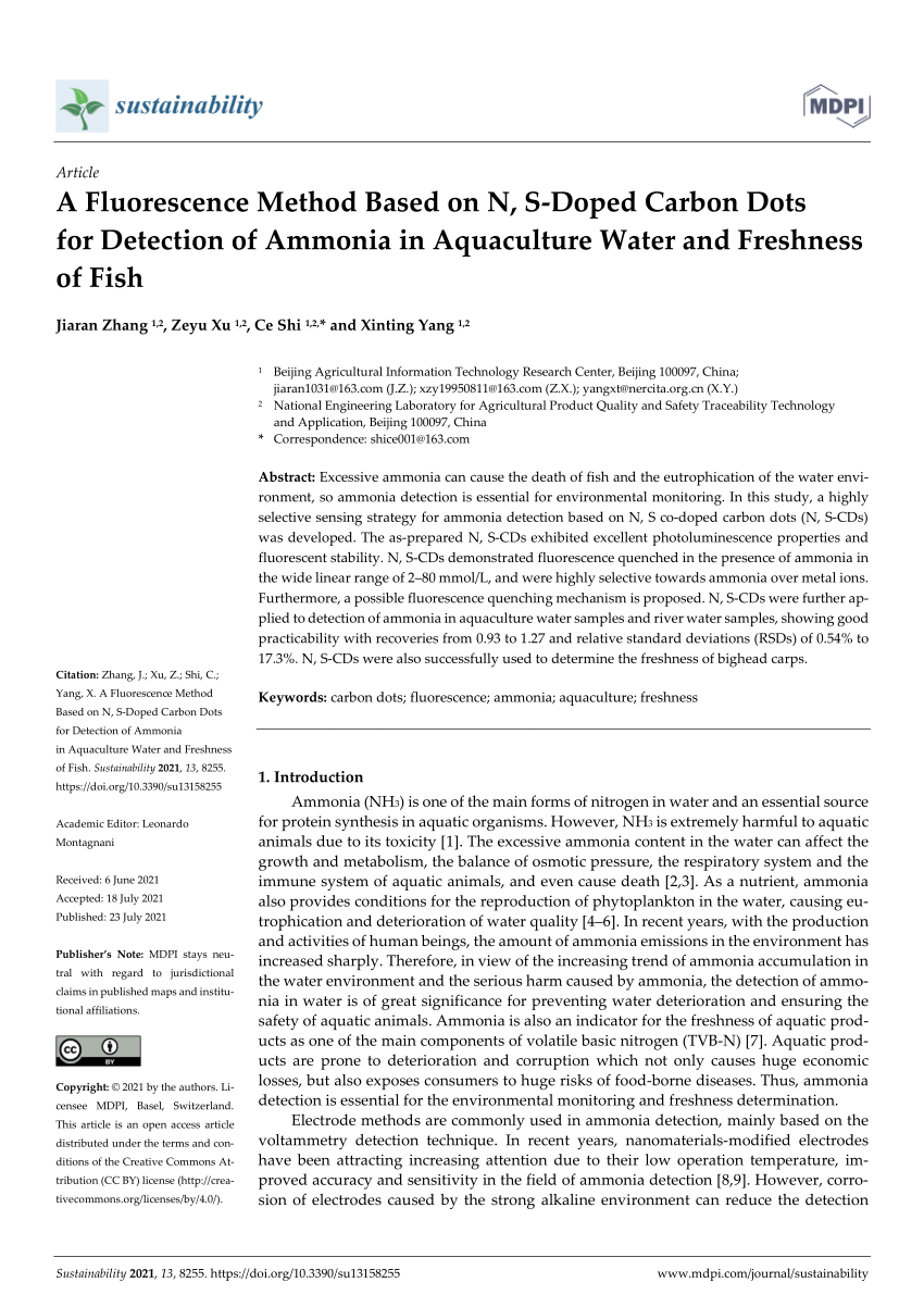 PDF) A Fluorescence Method Based on N, S-Doped Carbon Dots for 