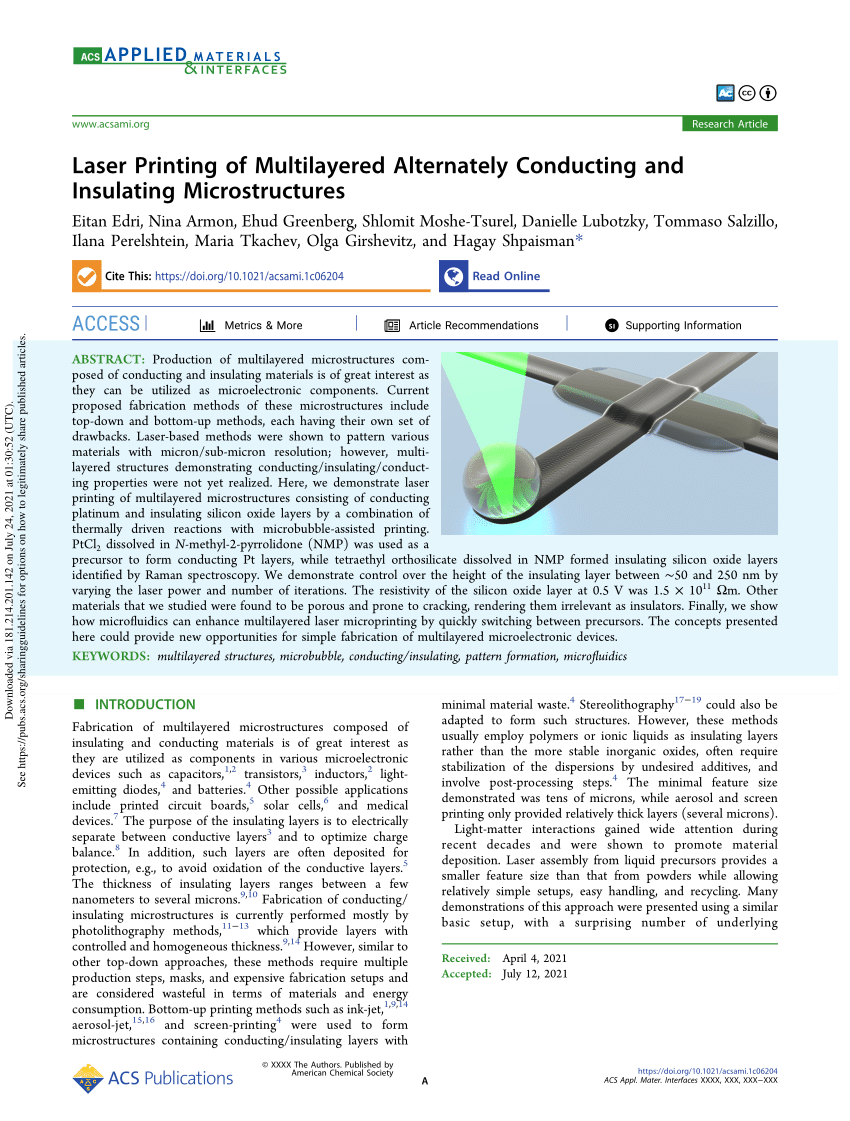 Laser Printing of Multilayered Alternately Conducting and Insulating  Microstructures