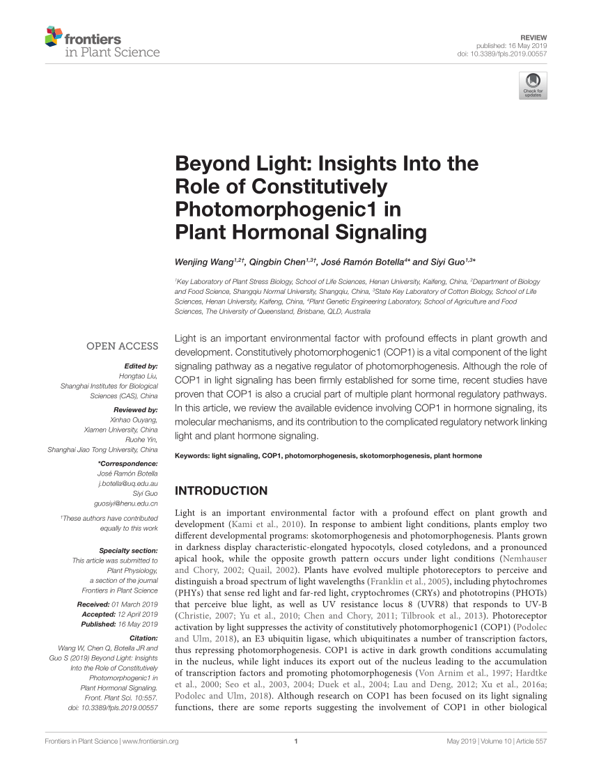 (PDF) Beyond Light: Insights Into the Role of Constitutively