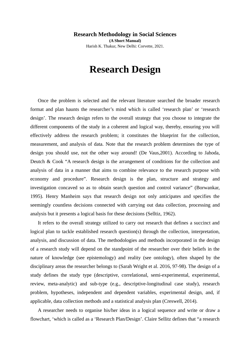 what is the research design in a research paper