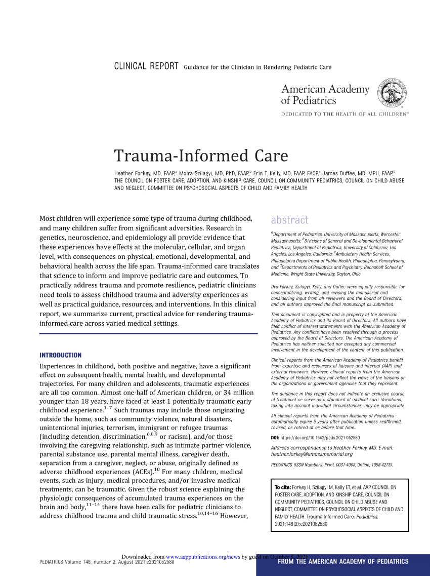 trauma informed care research questions