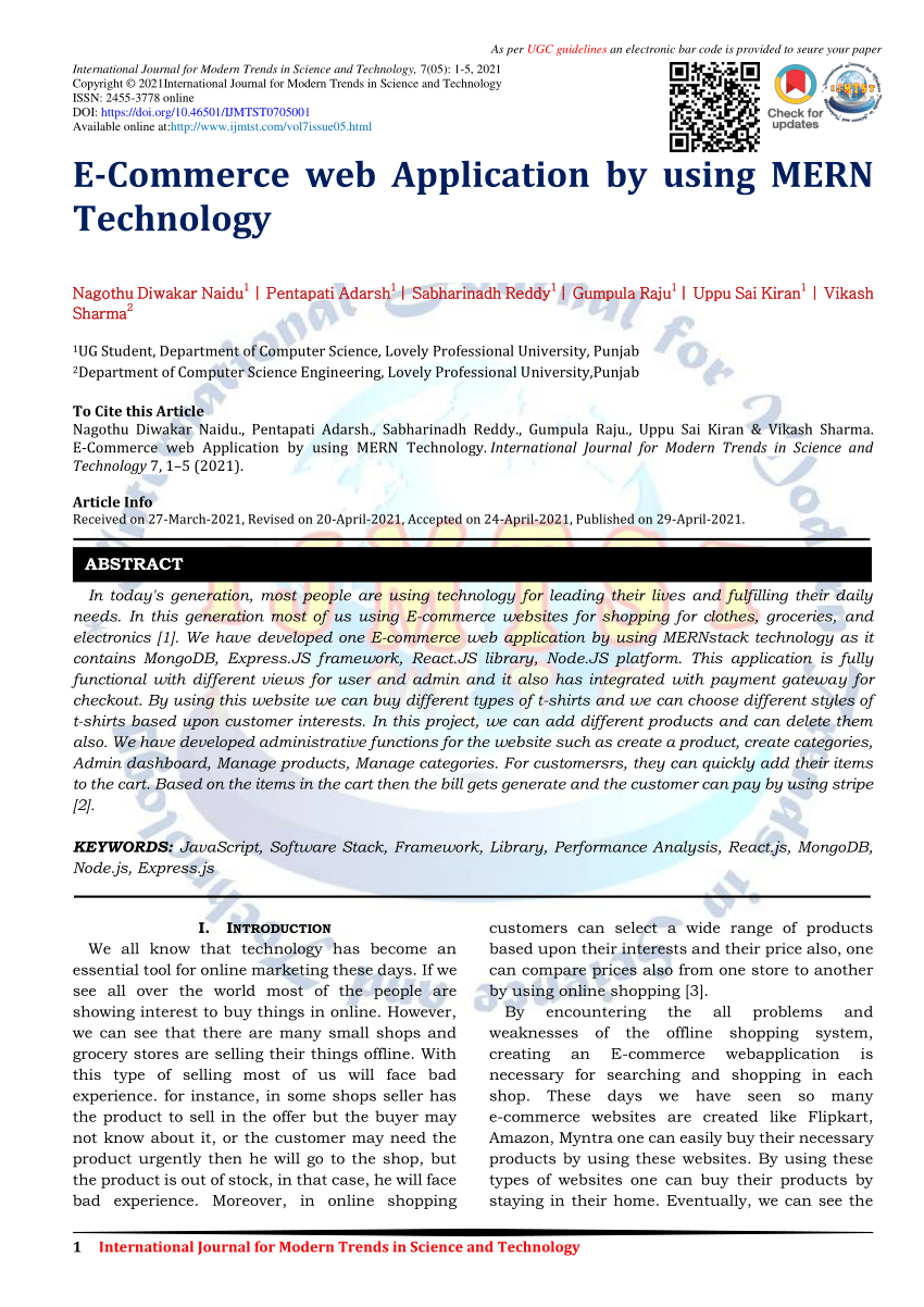 (PDF) ECommerce web Application by using MERN Technology