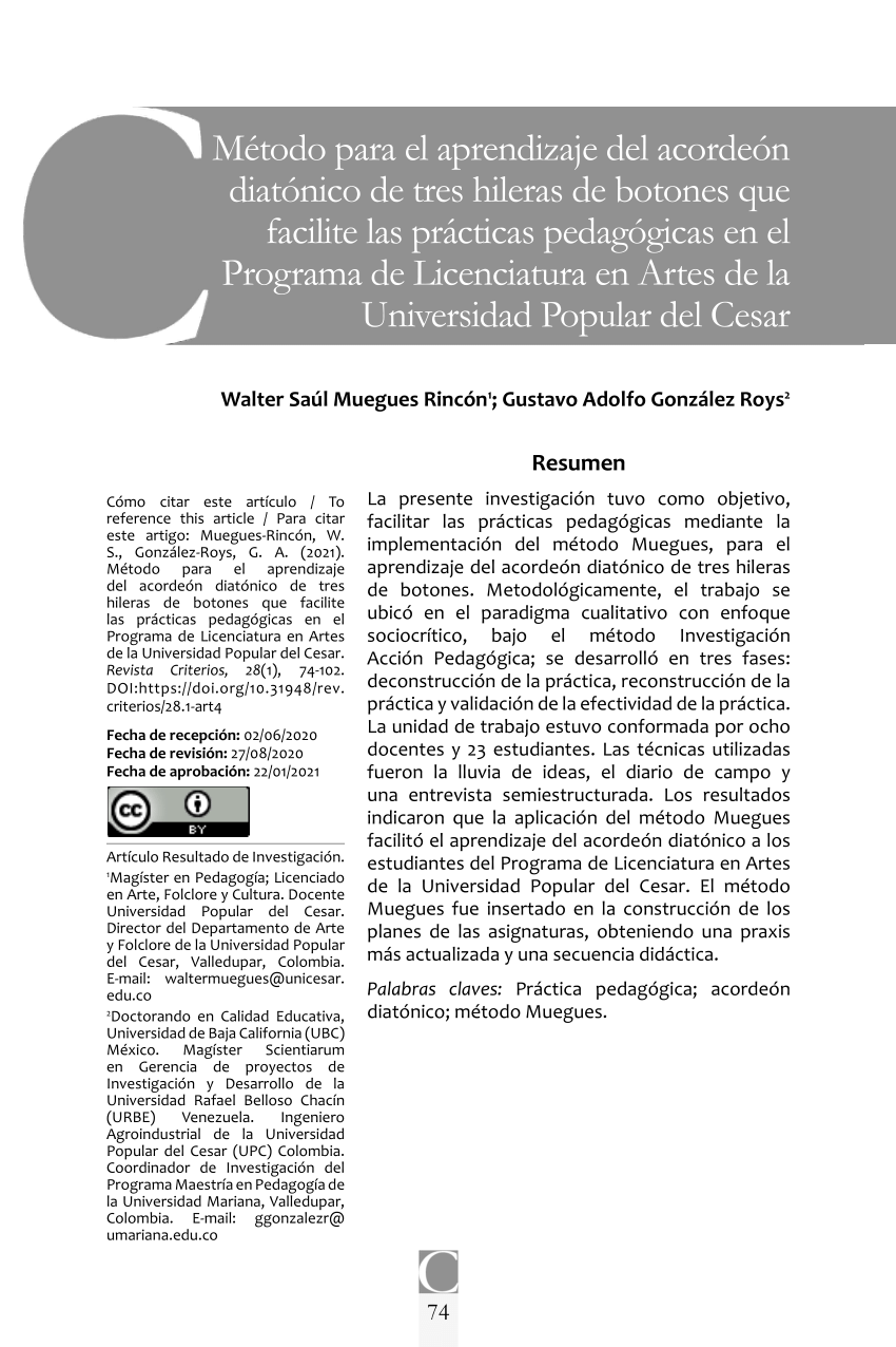 PDF) Método para el aprendizaje del acordeón diatónico de tres hileras de  botones que facilite las prácticas pedagógicas en el Programa de  Licenciatura en Artes de la Universidad Popular del Cesar