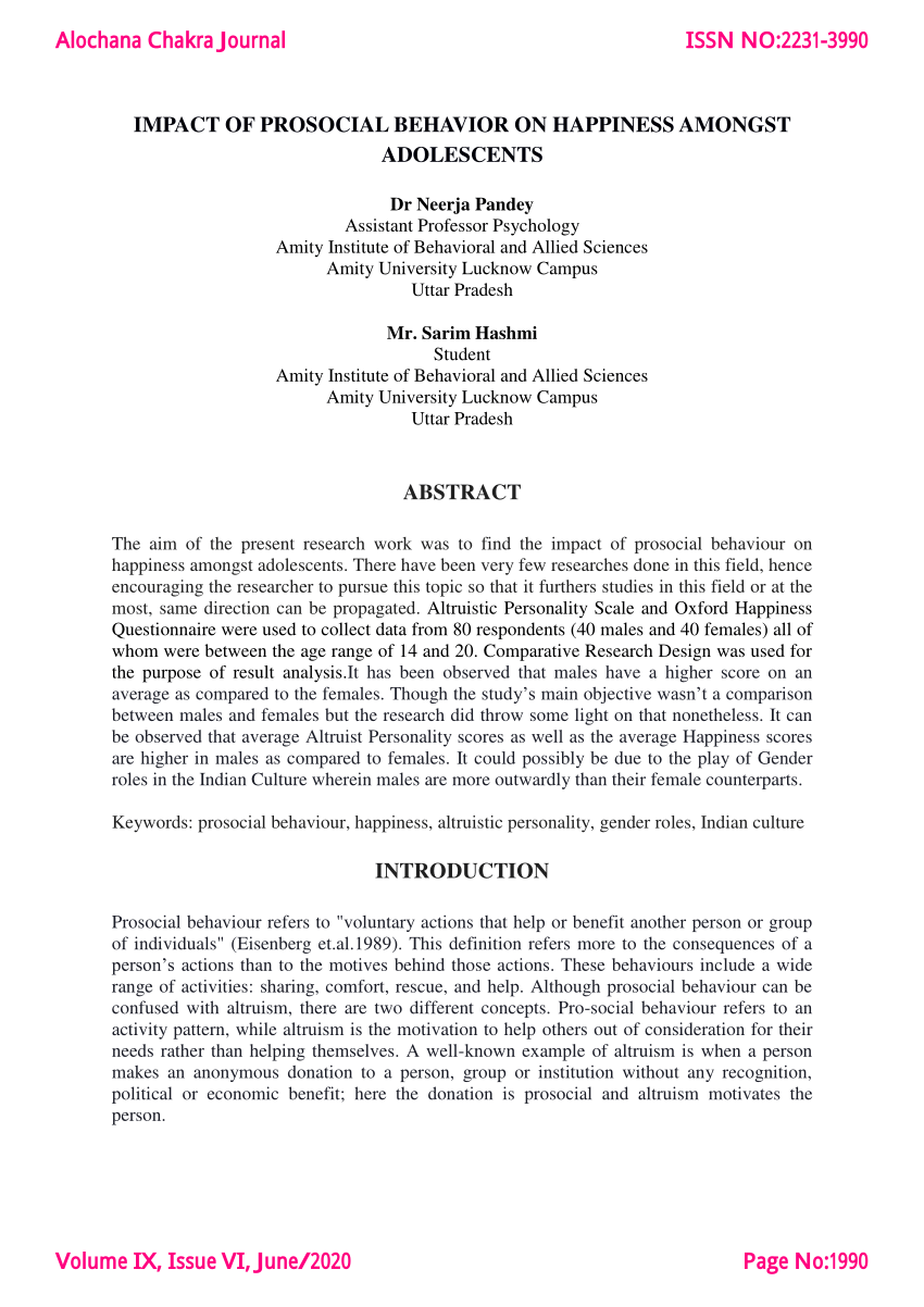 PDF) Happiness Runs in a Circular Motion: Evidence for a Positive Feedback  Loop Between Prosocial Spending and Happiness