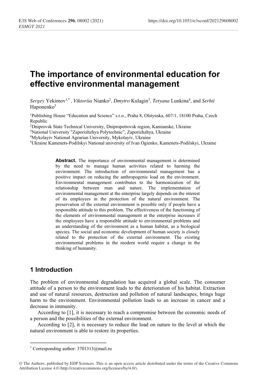 importance of environmental management essay