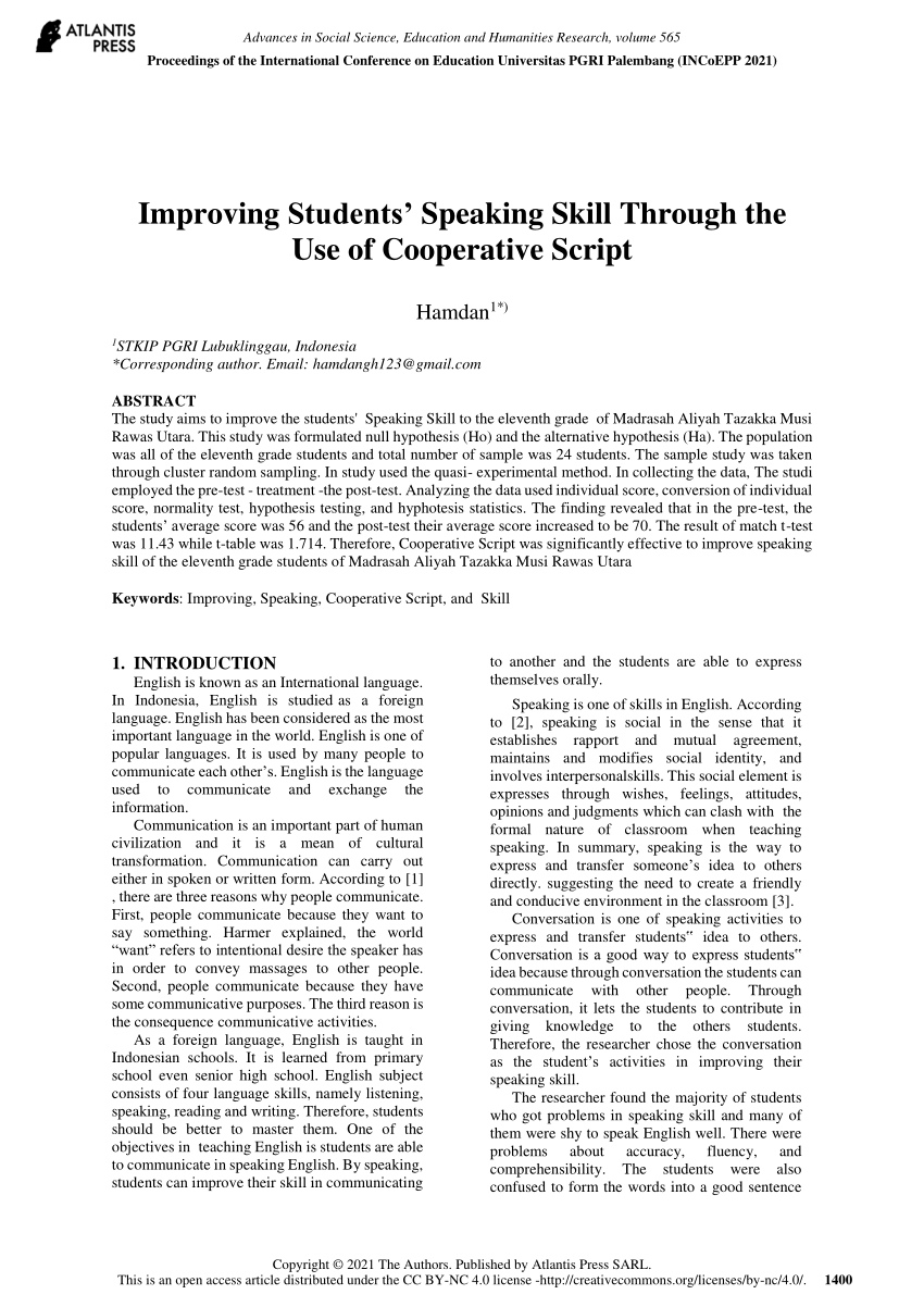 research proposal improving speaking skill