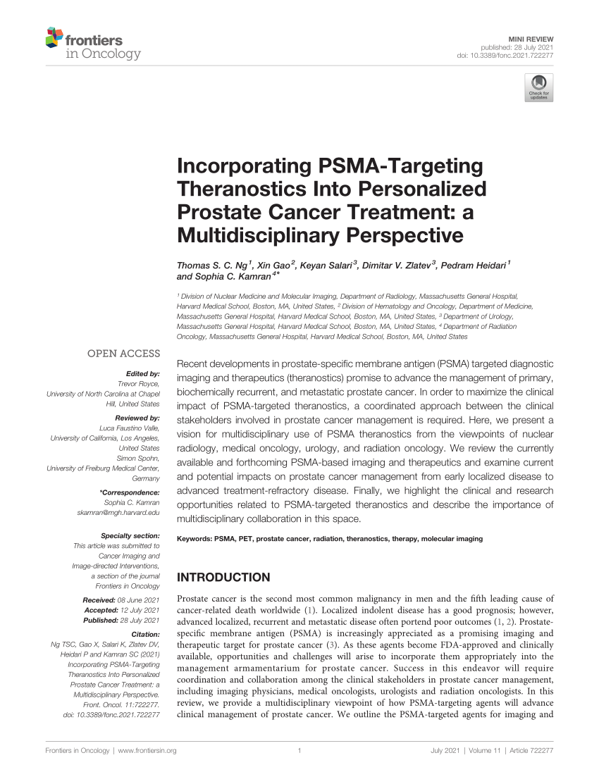 Pdf Incorporating Psma Targeting Theranostics Into Personalized Prostate Cancer Treatment A