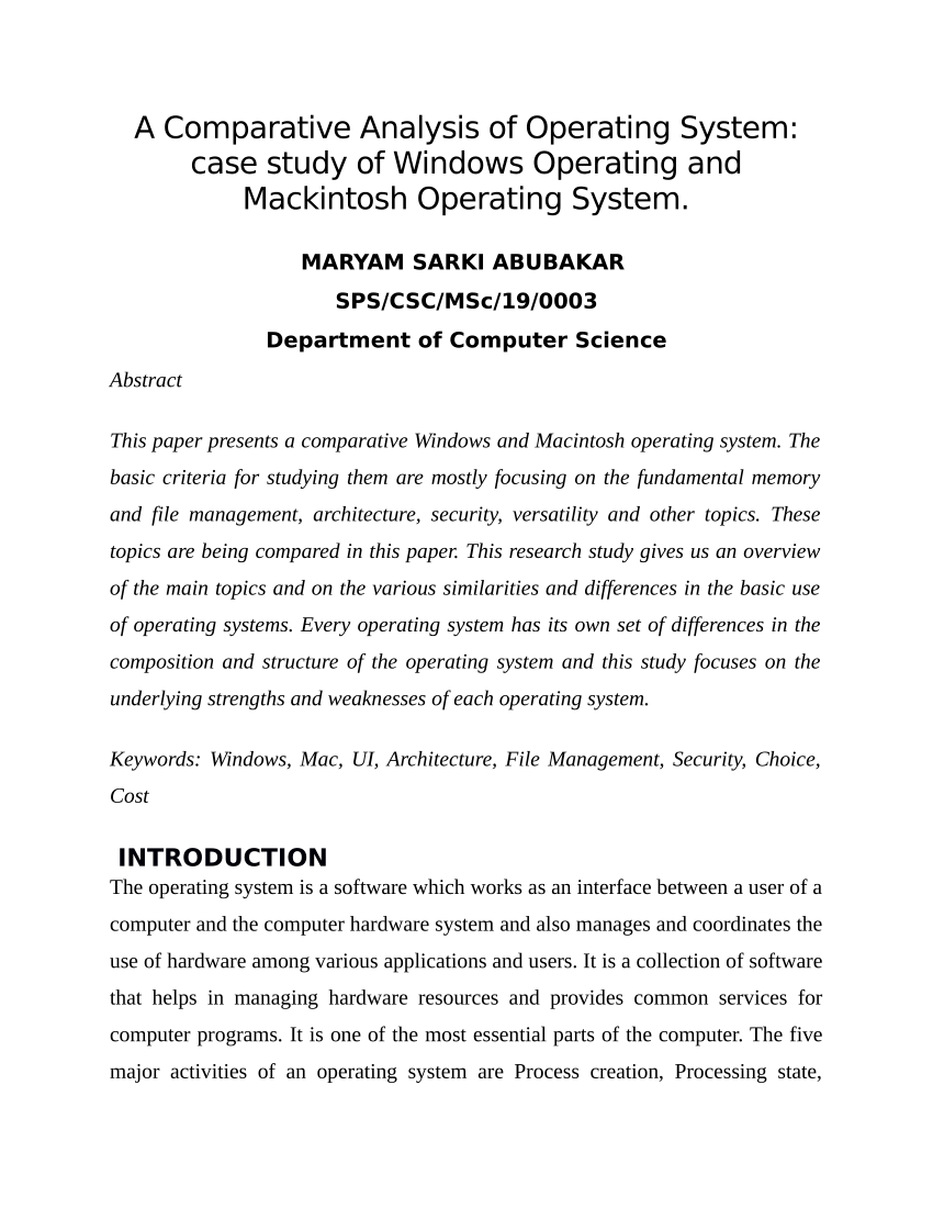 case study of operating system