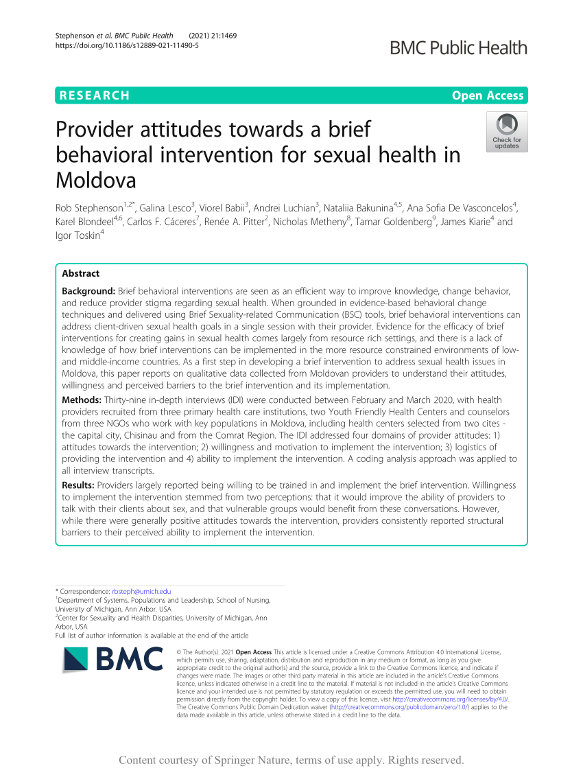 PDF Provider attitudes towards a brief behavioral intervention