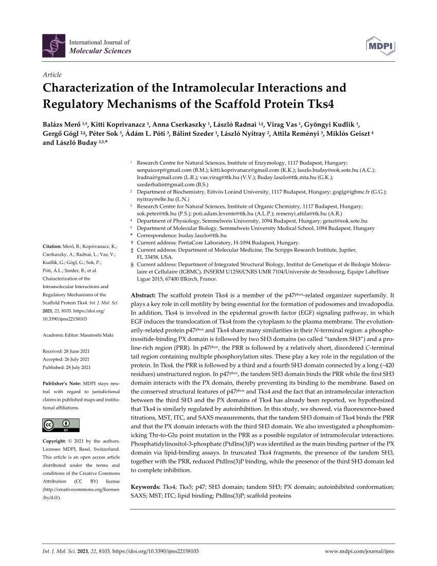 العميد مخلب الخراب  PDF) Characterization of the Intramolecular Interactions and Regulatory  Mechanisms of the Scaffold Protein Tks4