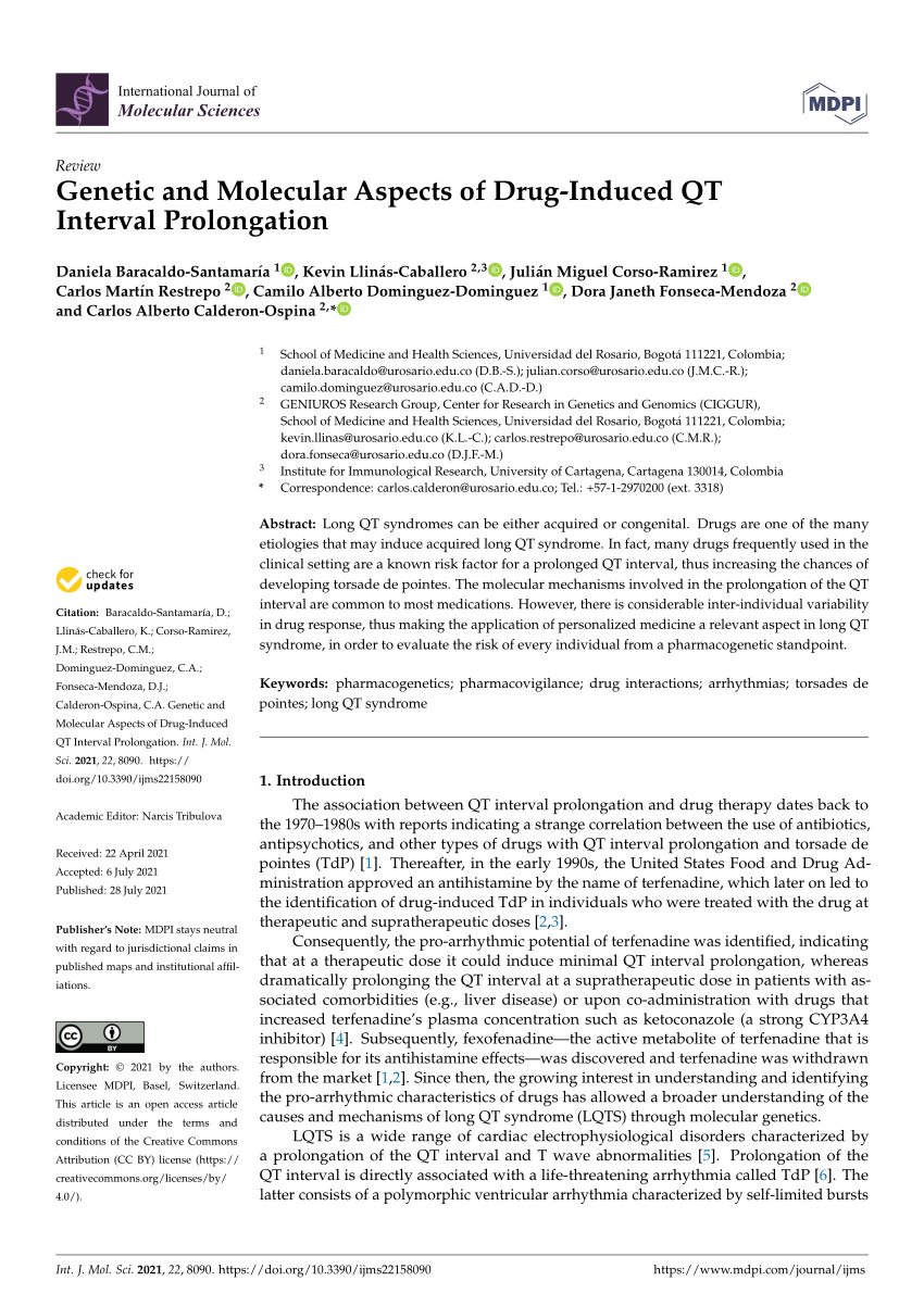 PDF) Genetic and Molecular Aspects of Drug-Induced QT Interval Prolongation