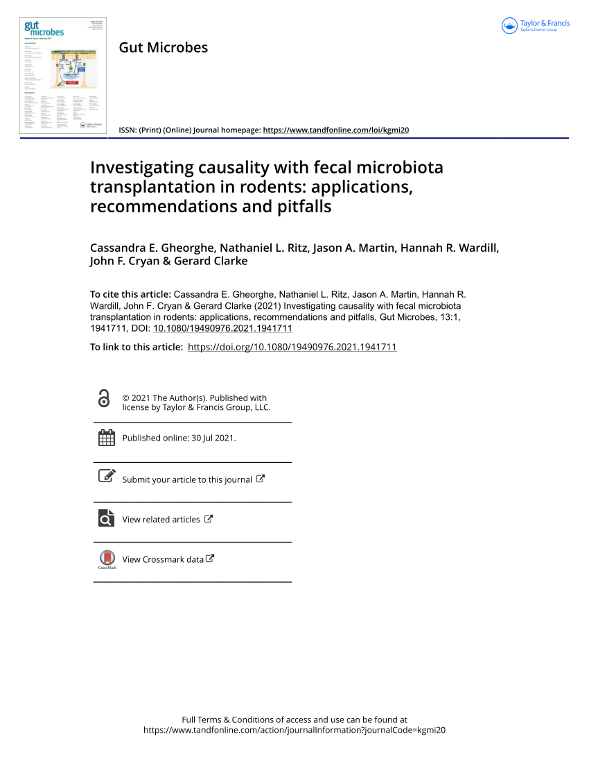 PDF) Investigating causality with fecal microbiota transplantation 