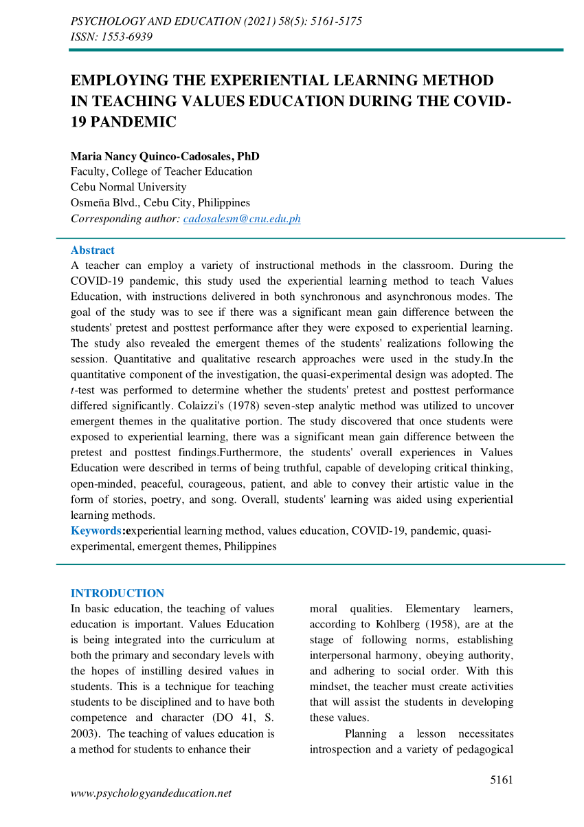 research paper about strategies in teaching values education