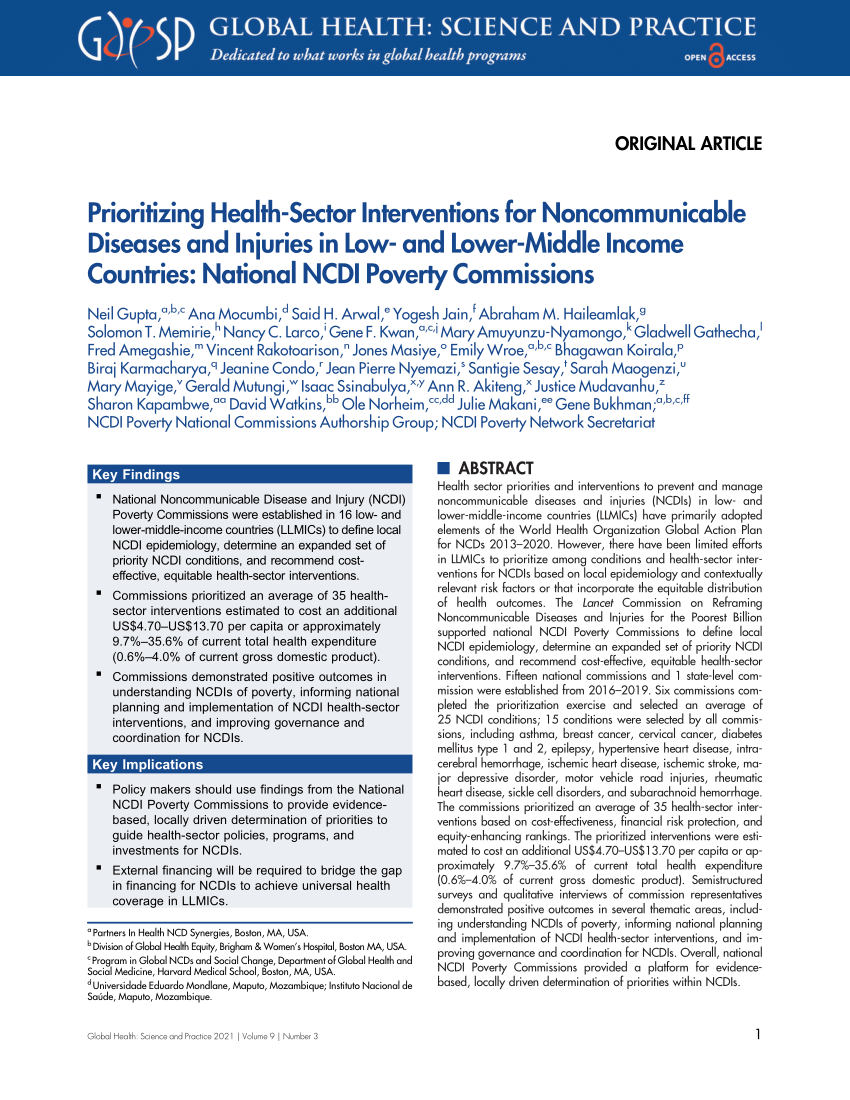 The Lancet NCDI Poverty Commission: bridging a gap in universal health  coverage for the poorest billion - The Lancet