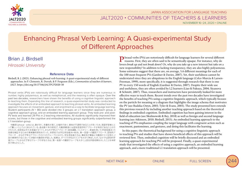 PDF) Enhancing Phrasal Verb Learning: A Quasi-experimental Study