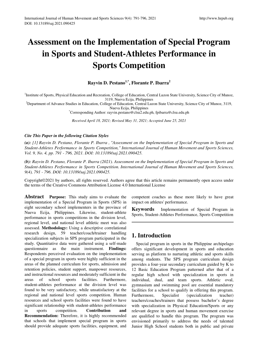 research on sports performance