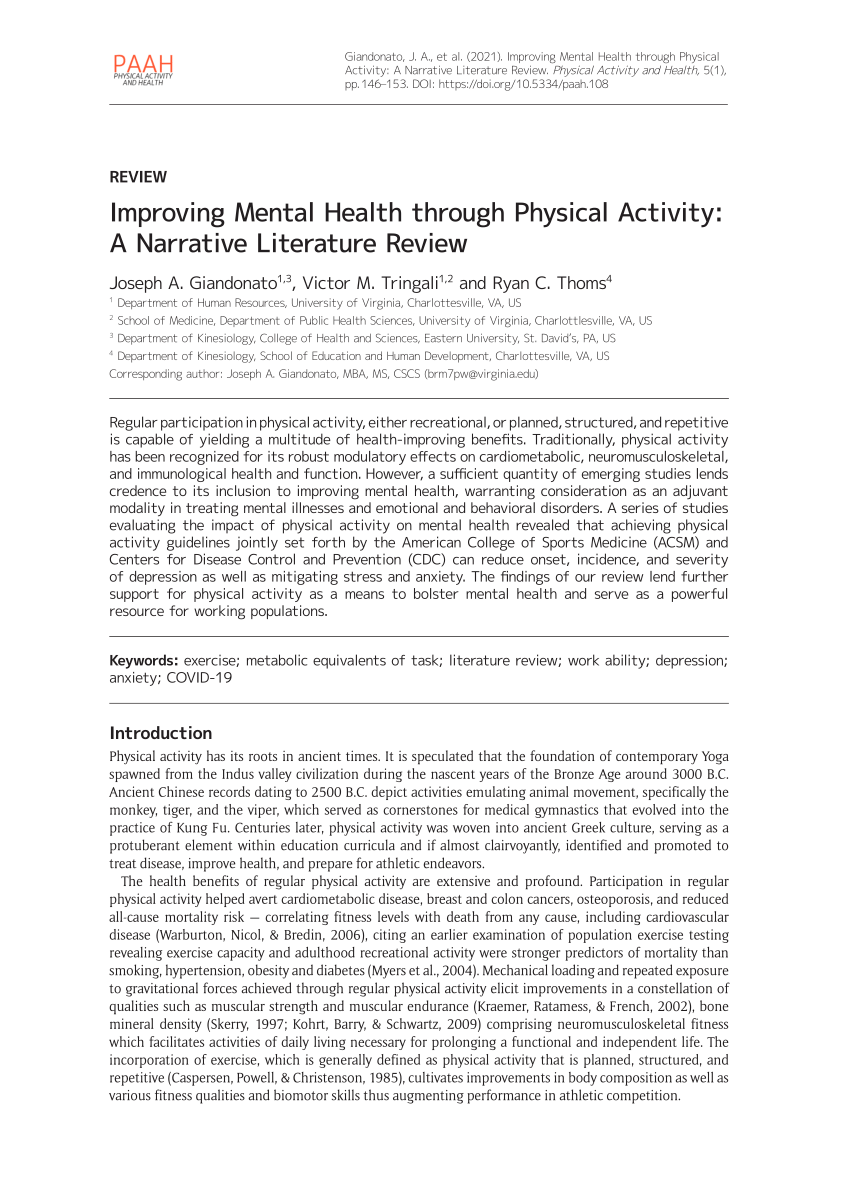 physical health literature review