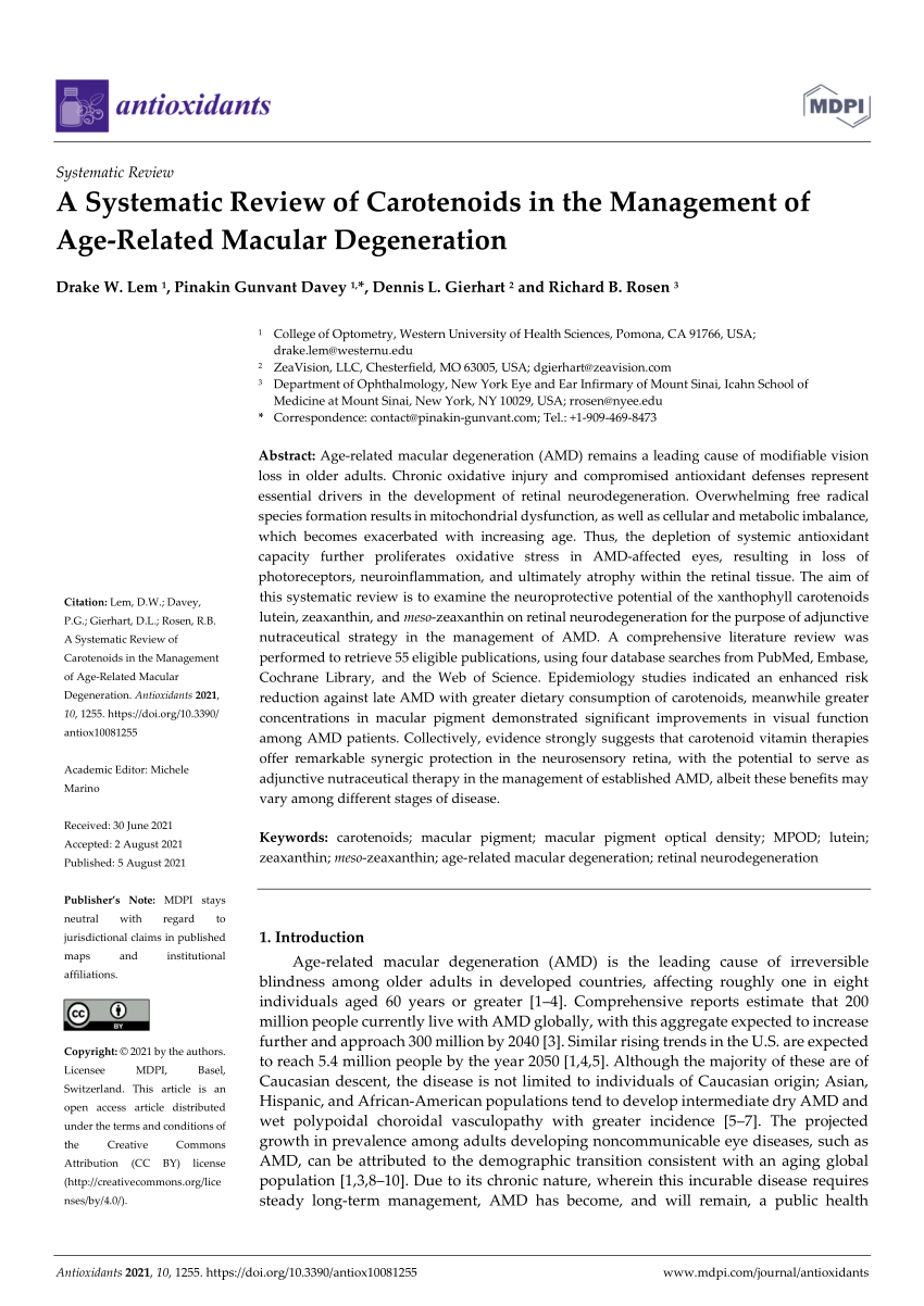 PDF) A Systematic Review of Carotenoids in the Management of Age 