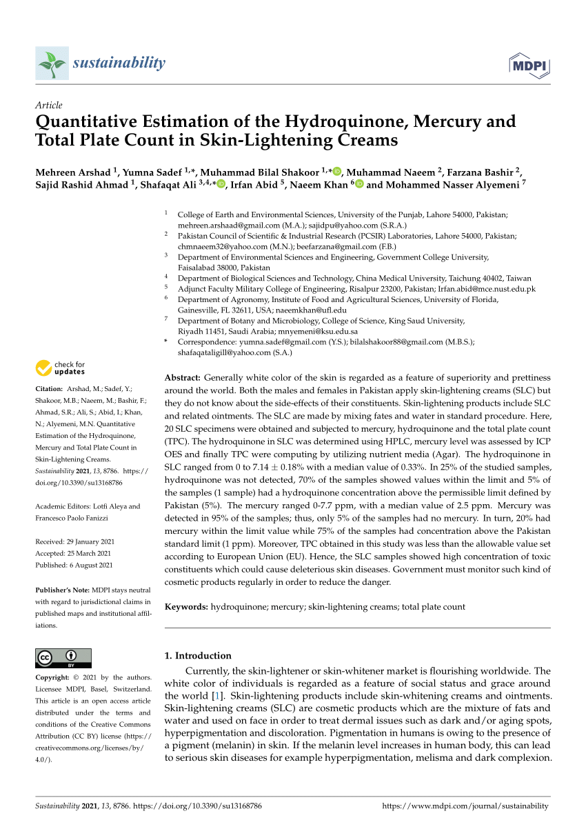 PDF Quantitative Estimation of the Hydroquinone Mercury and