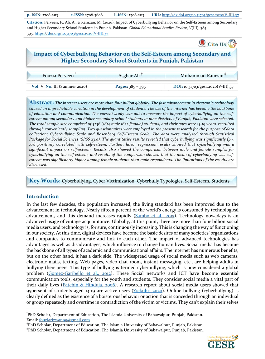 cyberbullying in pakistan research paper