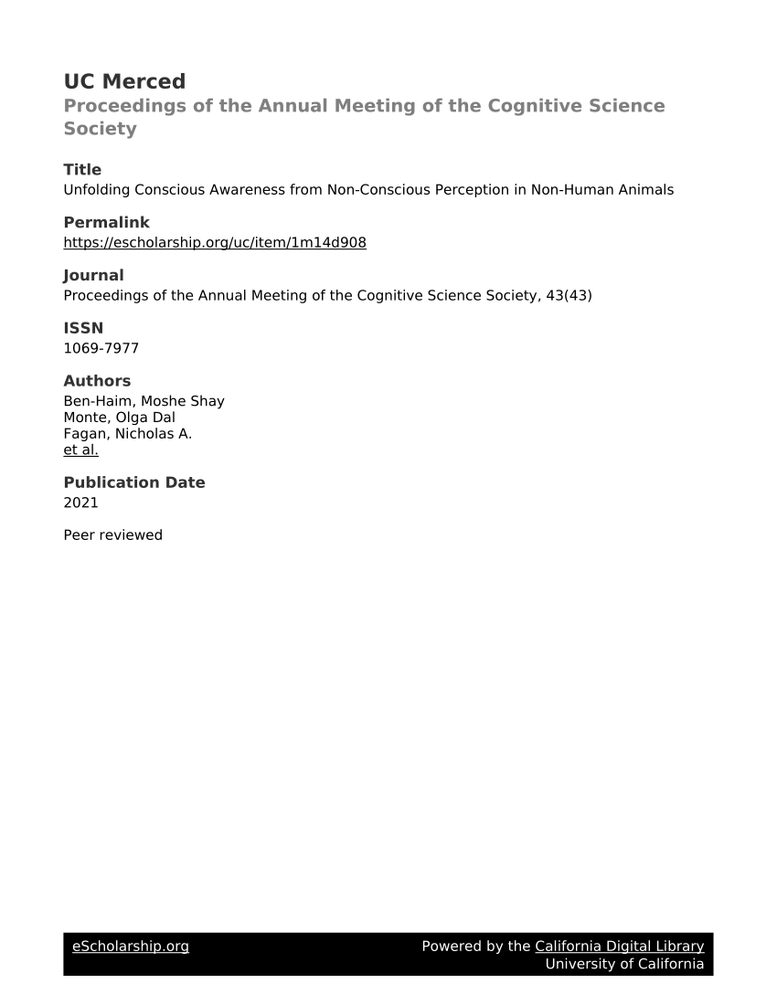 (PDF) Unfolding Conscious Awareness from Non-Conscious Perception in