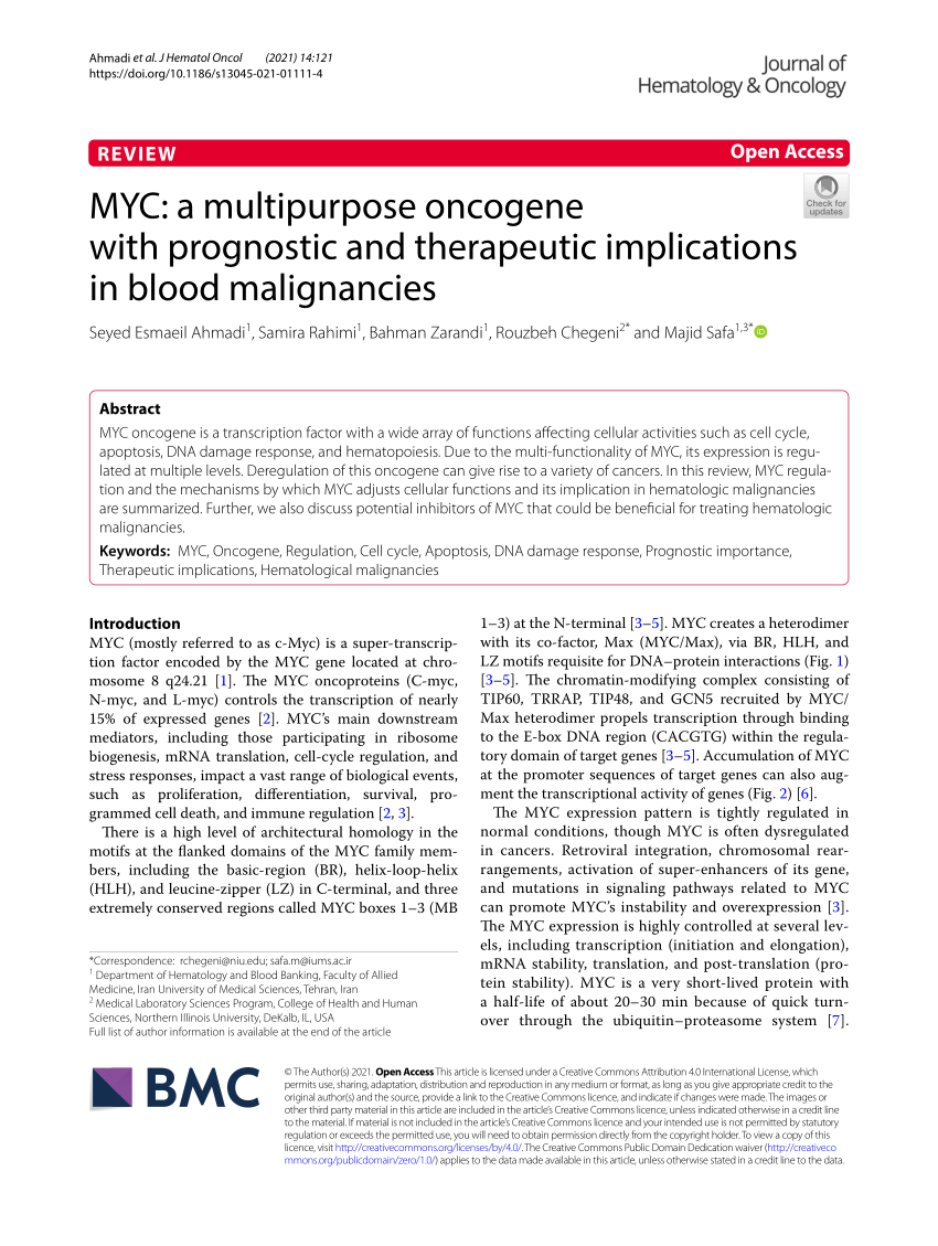 PDF) MYC: a multipurpose oncogene with prognostic and therapeutic 
