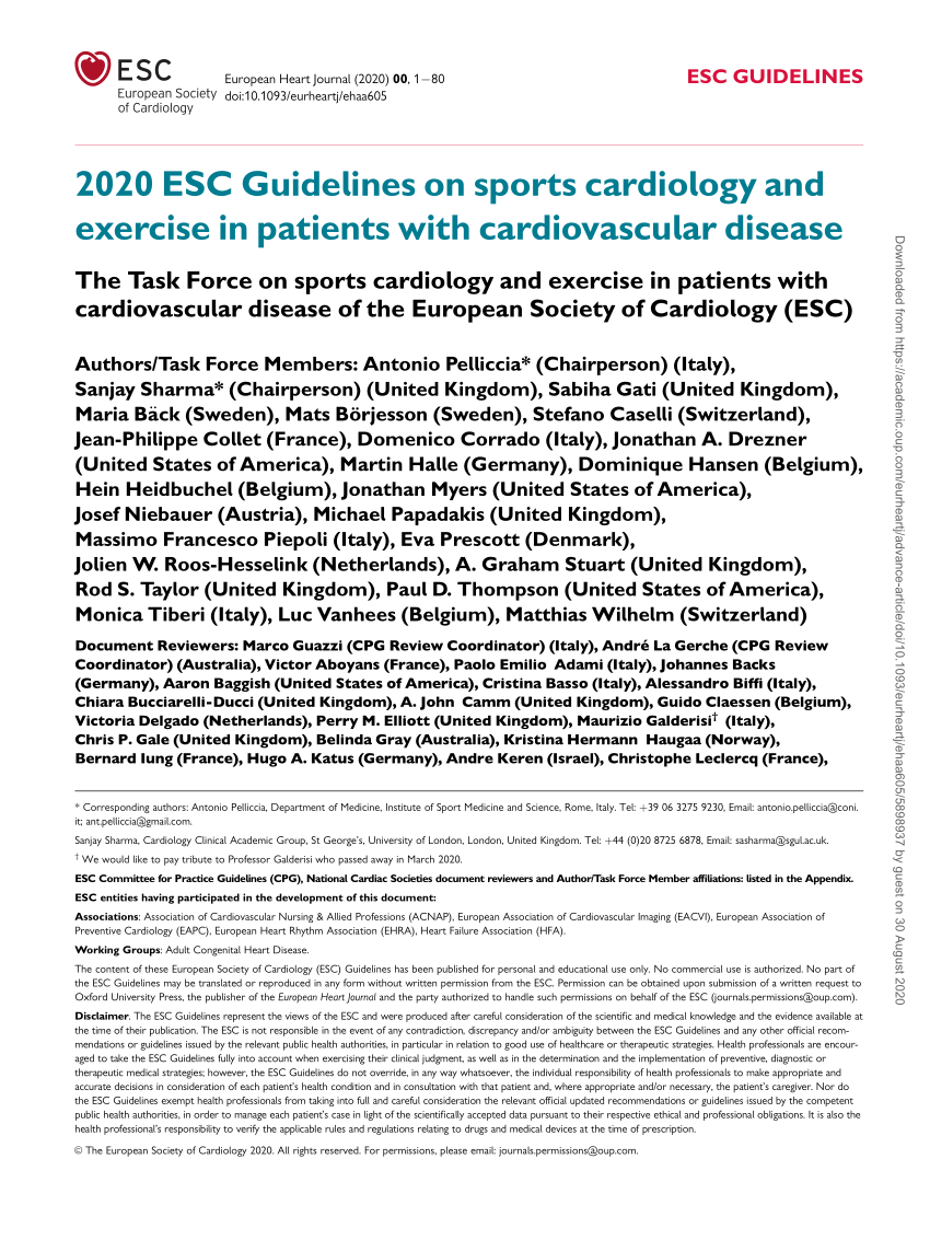 (PDF) 2020 ESC Guidelines on sports cardiology and exercise in patients