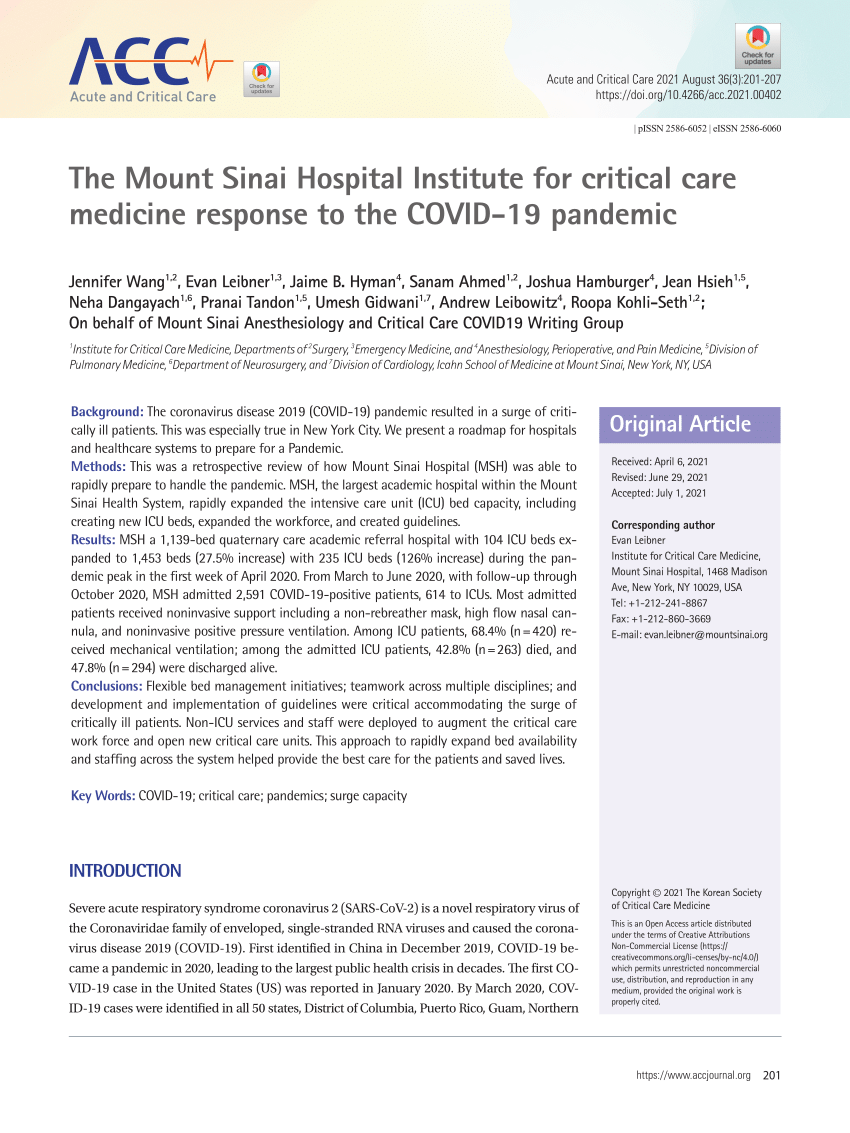 ESR Information  Mount Sinai - New York