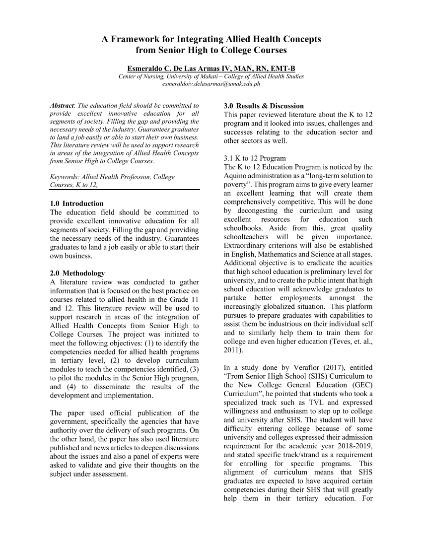 allied health research framework