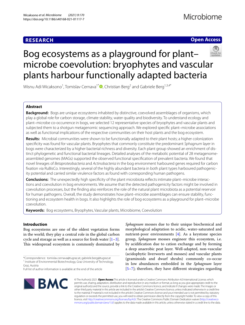 PDF) Bog ecosystems as a playground for plant- microbe coevolution
